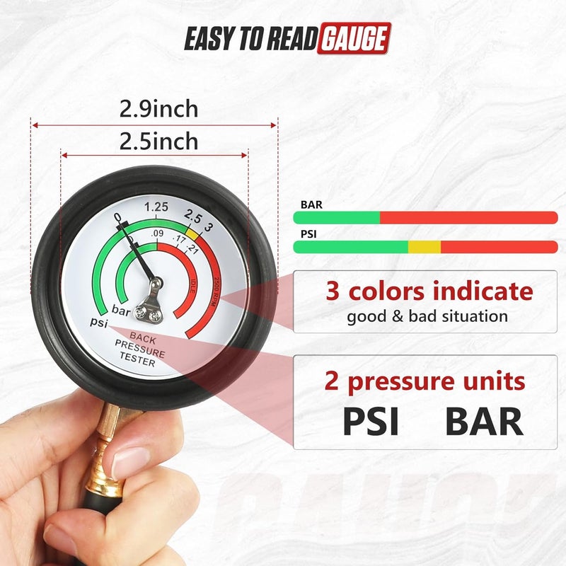 ELEY Exhaust Back Pressure Tester Kit，Professional Automotive Exhaust Back Pressure Gauge Set with 5-Foot Hose - Image 5